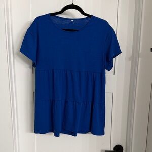 Amazon Royal Blue Tiered Women's Blouse